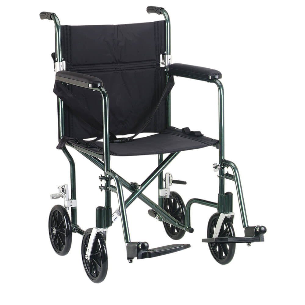 Transport Wheelchair, Aluminum, 17″ or 19″ Seat, Blue
